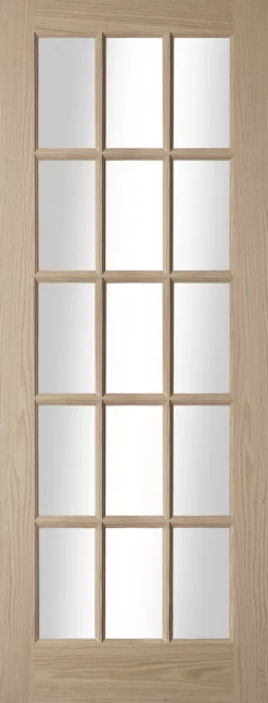 B&Q 15 Lite Glazed Oak Veneer Internal Door, (H)2040mm (W)726mm (T)40mm