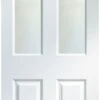 B&Q 4 Panel Frosted Glazed White Woodgrain Effect Internal Door, (H)1981mm (W)686mm (T)35mm
