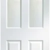 B&Q 4 Panel Frosted Glazed White Woodgrain Effect Internal Door, (H)1981mm (W)762mm (T)35mm