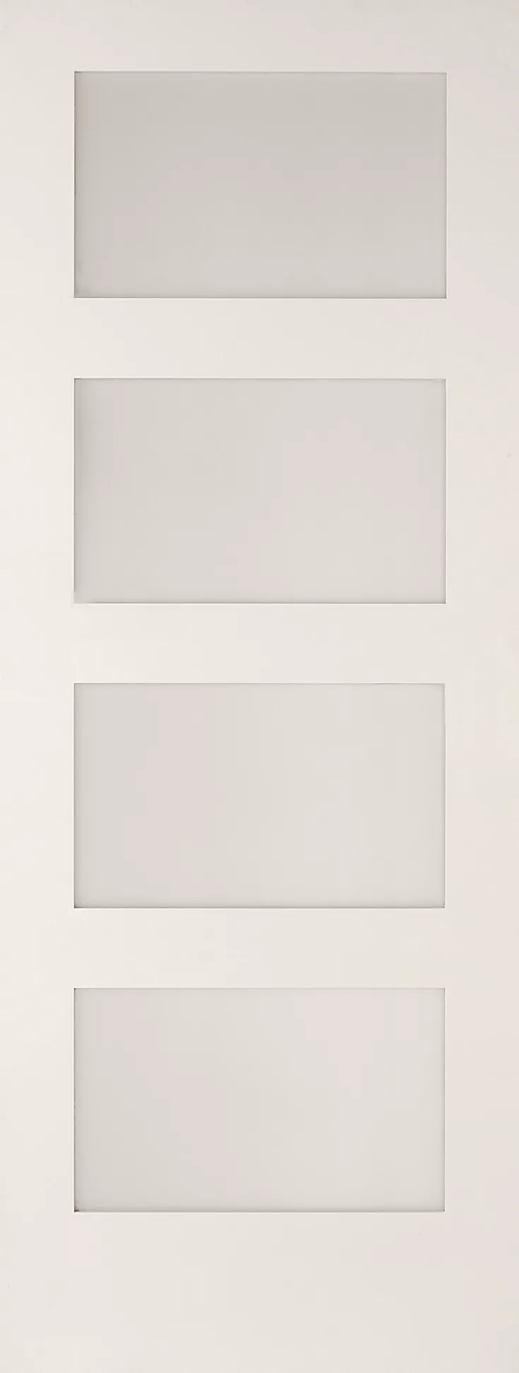 B&Q 4 Panel Glazed Shaker White Internal Door, (H)1981mm (W)686mm (T)35mm 3 B&Q 4 Panel Glazed Shaker White Internal Door, (H)1981mm (W)686mm (T)35mm