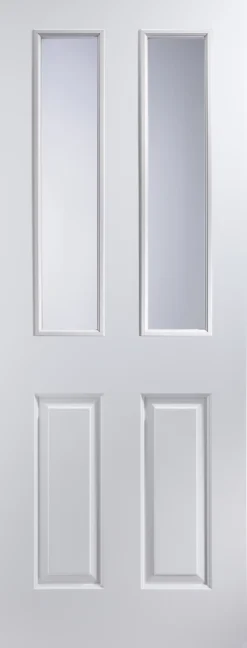 B&Q 4 Panel Glazed White Internal Door, (H)1981mm (W)610mm (T)35mm