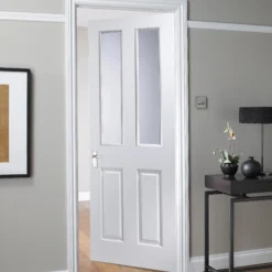 B&Q 4 Panel Glazed White Internal Door, (H)1981mm (W)610mm (T)35mm -WoodDepot Shop b q 4 panel glazed white internal door h 1981mm w 610mm t 35mm5397007097504 04bq