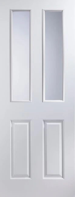B&Q 4 Panel Glazed White Internal Door, (H)1981mm (W)762mm (T)35mm