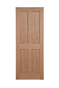 B&Q 4 Panel Unglazed Veneered Oak Veneer Internal Door, (H)1981mm (W)686mm (T)35mm