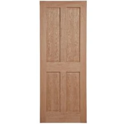 B&Q 4 Panel Unglazed Veneered Oak Veneer Internal Door, (H)1981mm (W)762mm (T)35mm