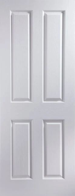 B&Q 4 Panel Unglazed White Woodgrain Effect Internal Door, (H)2040mm (W)826mm (T)40mm