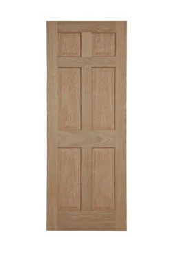 B&Q 6 Panel Unglazed Veneered Oak Veneer Internal Door, (H)1981mm (W)838mm (T)35mm