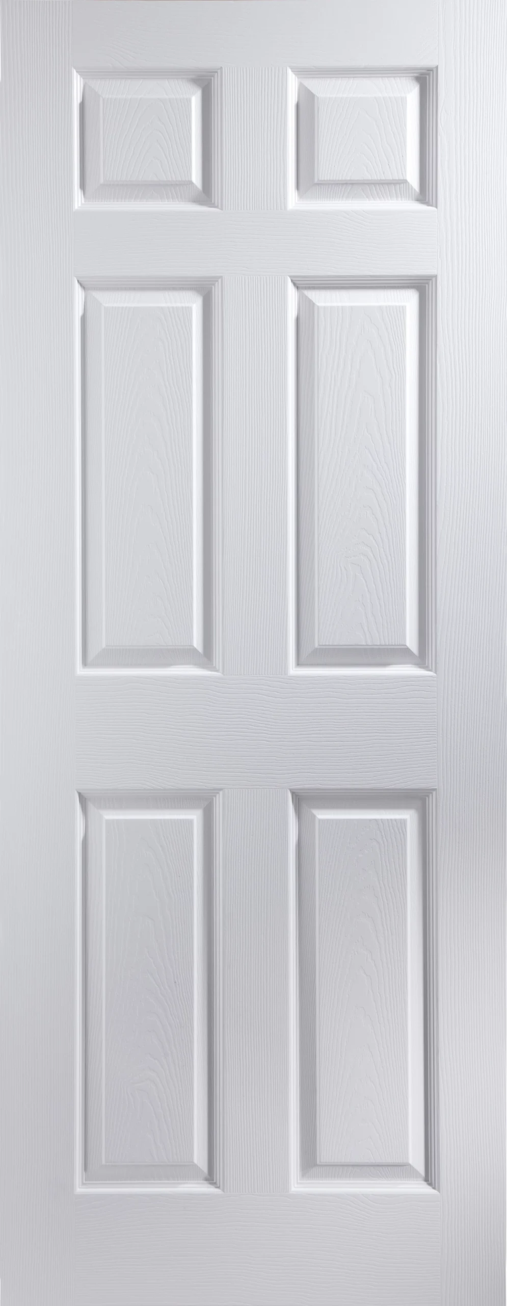 B&Q 6 Panel White Woodgrain Effect Internal Door, (H)2040mm (W)926mm (T)40mm 3 B&Q 6 Panel White Woodgrain Effect Internal Door, (H)2040mm (W)926mm (T)40mm
