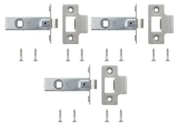 B&Q Satin Nickel Effect Metal Tubular Mortice Latch (L)64mm, Pack Of 3