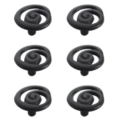 Black Aluminium Round Twisted Furniture Knob, Pack Of 6