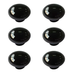 Black Zinc Alloy Nickel Effect Oval Furniture Knob, Pack Of 6