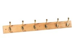 Brass Effect Mahogany 6 Hook Rail, (L)685mm (H)15mm