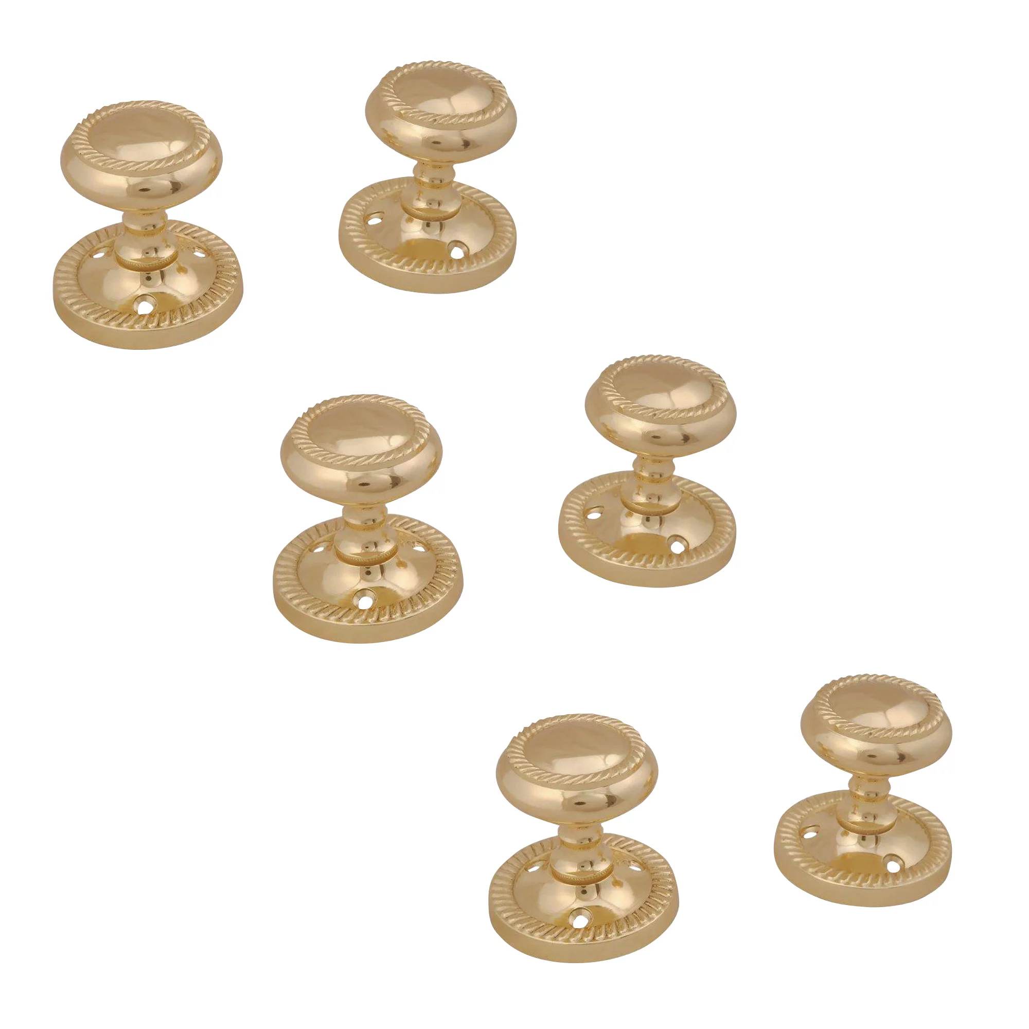 Brass Effect Zamac Round Internal Door Knob (Dia)49mm, Pack Of 3 4 Brass Effect Zamac Round Internal Door Knob (Dia)49mm, Pack Of 3 - Image 2