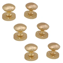 Brass Effect Zamac Round Internal Door Knob (Dia)54mm, Pack Of 3