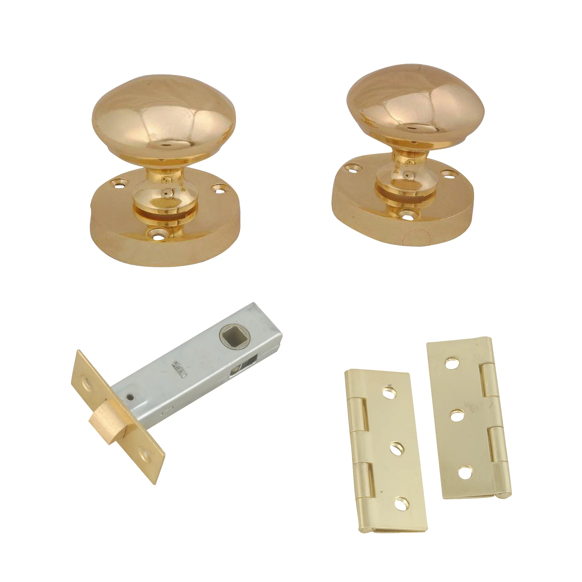 Brass Effect Zamac Round Internal Door Knob (Dia)54mm 4 Brass Effect Zamac Round Internal Door Knob (Dia)54mm - Image 2