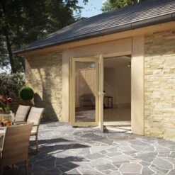 Clear Fully Glazed Softwood Clear Pine Veneer External 3 Sliding Bi-fold Patio Door, (H)2090mm (W)2390mm -WoodDepot Shop clear fully glazed softwood clear pine veneer external 3 sliding bi fold patio door h 2090mm w 2390mm5056118700016 02i bq