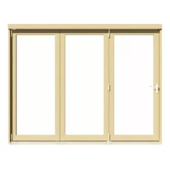 Clear Fully Glazed Softwood Clear Pine Veneer External 3 Sliding Bi-fold Patio Door, (H)2090mm (W)2690mm