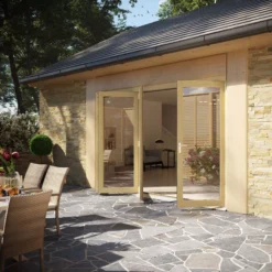 Clear Fully Glazed Softwood Clear Pine Veneer External 4 Sliding Bi-fold Patio Door, (H)2090mm (W)2990mm -WoodDepot Shop clear fully glazed softwood clear pine veneer external 4 sliding bi fold patio door h 2090mm w 2990mm5056118700030 02i bq