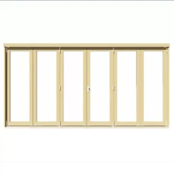 Clear Fully Glazed Softwood Clear Pine Veneer External 6 Sliding Bi-fold Patio Door, (H)2090mm (W)4190mm