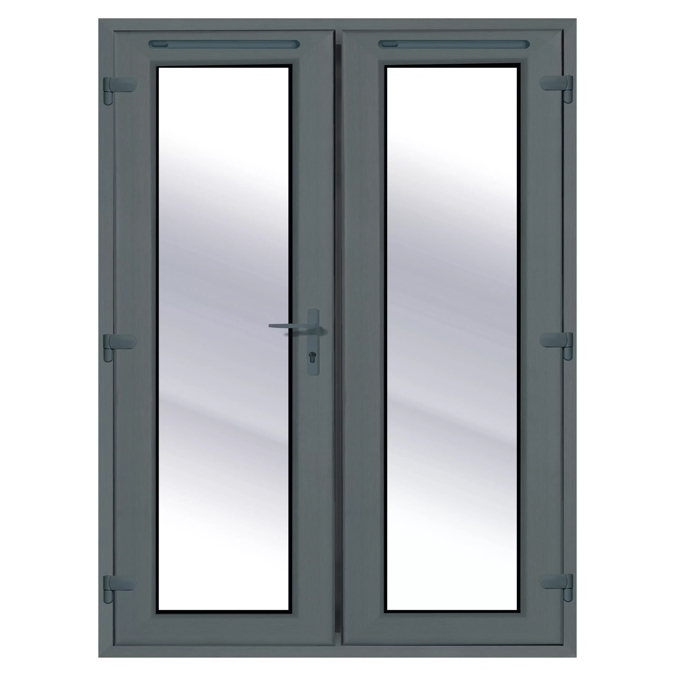 Clear Glazed Grey UPVC External French Door Set, (H)2090mm (W)1190mm 3 Clear Glazed Grey UPVC External French Door Set, (H)2090mm (W)1190mm