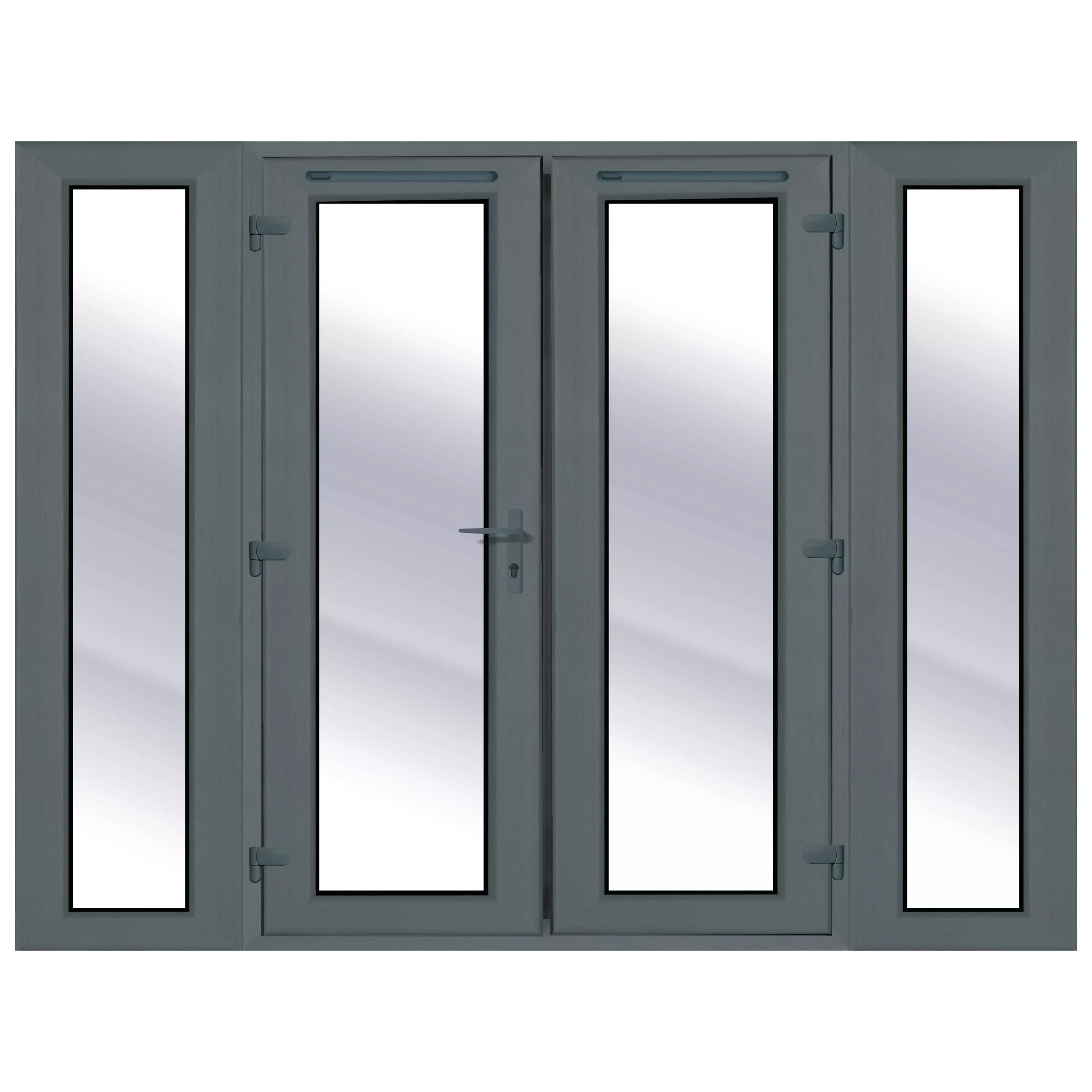 Clear Glazed Grey UPVC External French Door Set, (H)2090mm (W)1790mm 3 Clear Glazed Grey UPVC External French Door Set, (H)2090mm (W)1790mm
