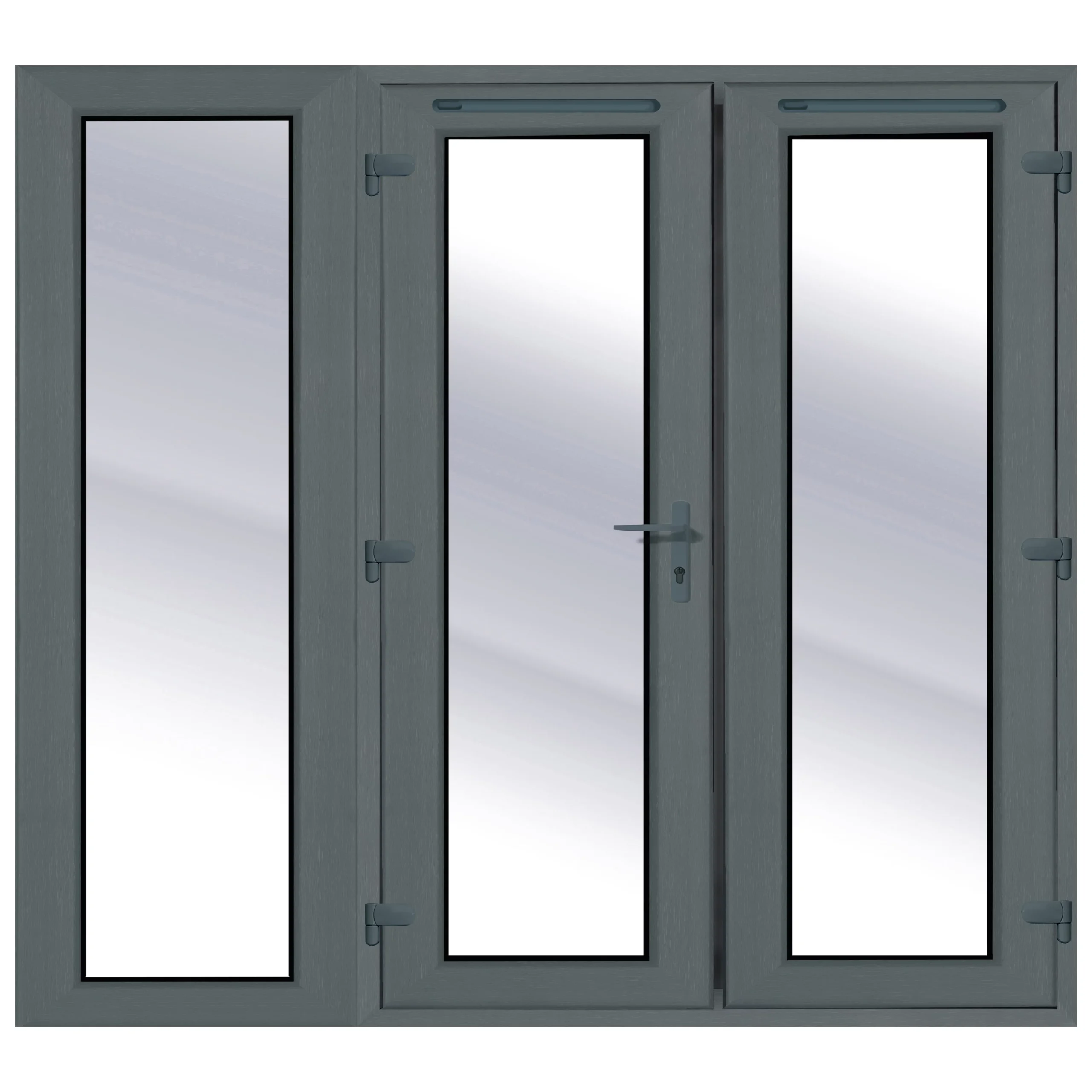 Clear Glazed Grey UPVC External French Door Set, (H)2090mm (W)2090mm 3 Clear Glazed Grey UPVC External French Door Set, (H)2090mm (W)2090mm