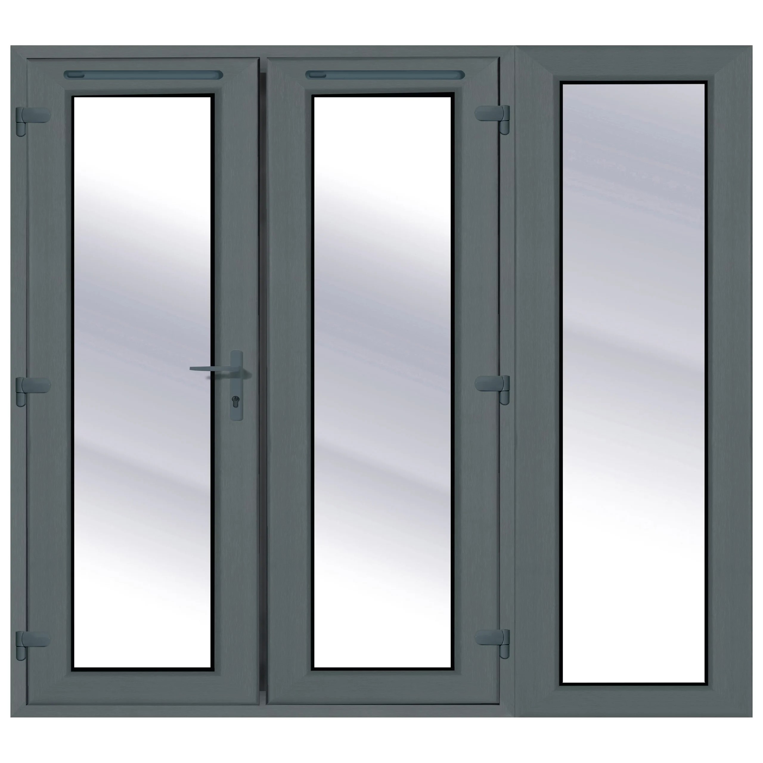 Clear Glazed Grey UPVC External French Door Set, (H)2090mm (W)2090mm 4 Clear Glazed Grey UPVC External French Door Set, (H)2090mm (W)2090mm - Image 2
