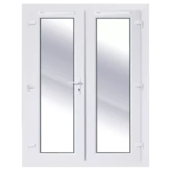 Clear Glazed White UPVC External French Door Set, (H)2090mm (W)1490mm