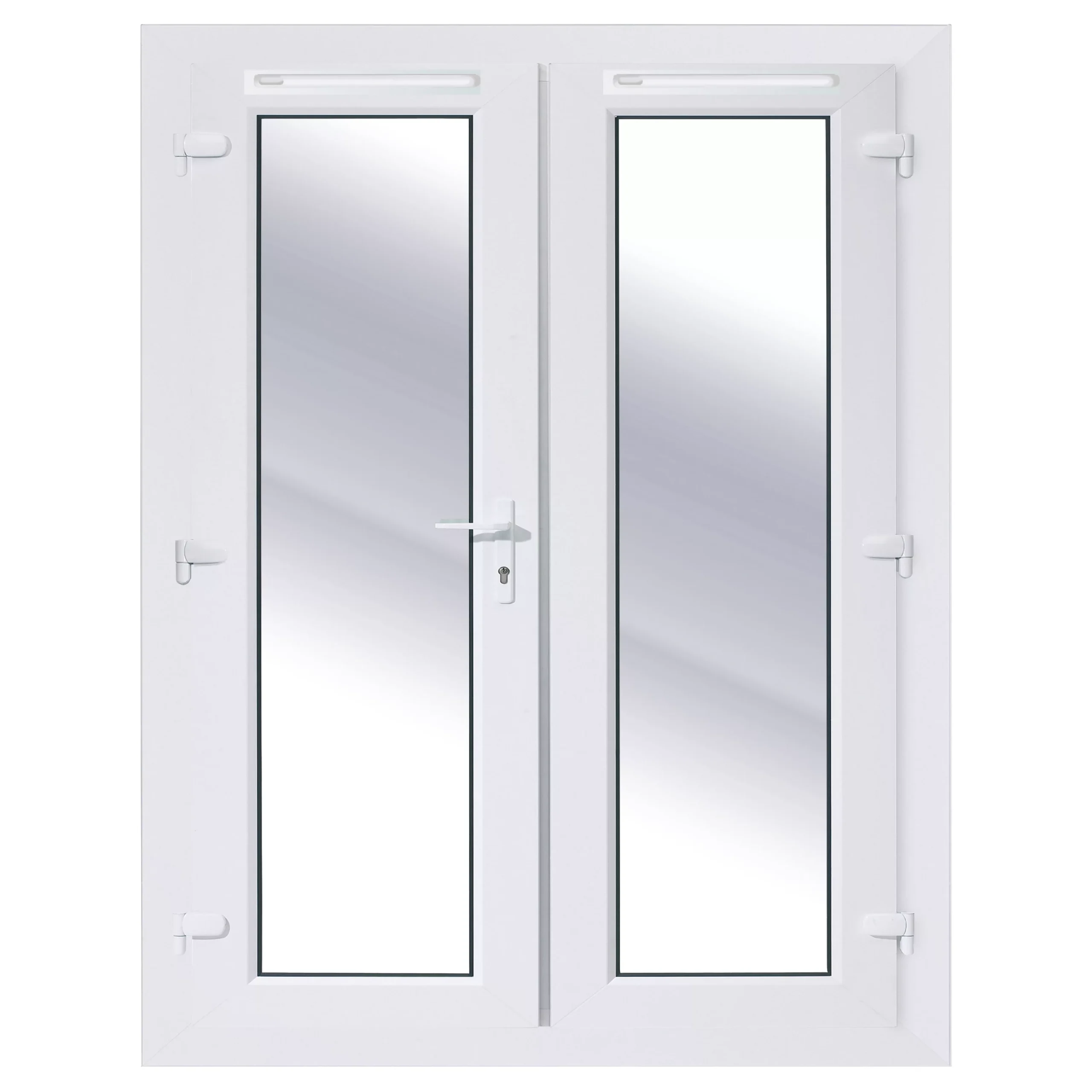 Clear Glazed White UPVC External French Door Set, (H)2090mm (W)1490mm 3 Clear Glazed White UPVC External French Door Set, (H)2090mm (W)1490mm