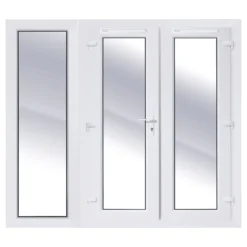 Clear Glazed White UPVC External French Door Set, (H)2090mm (W)2390mm