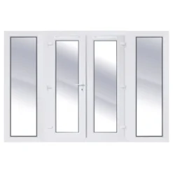 Clear Glazed White UPVC External French Door Set, (H)2090mm (W)2690mm
