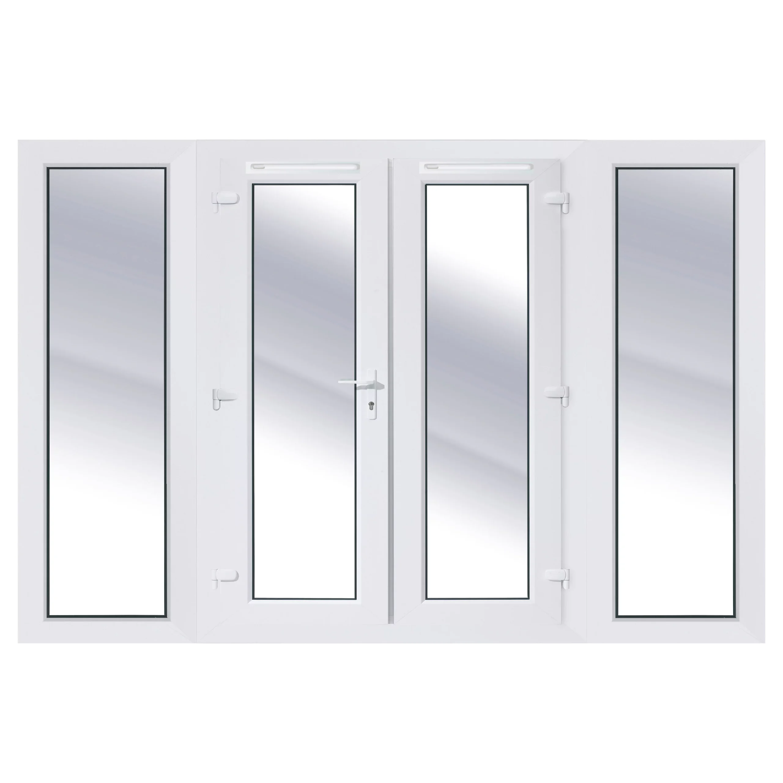 Clear Glazed White UPVC External French Door Set, (H)2090mm (W)2690mm 3 Clear Glazed White UPVC External French Door Set, (H)2090mm (W)2690mm