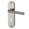 Colours Ayen Satin Nickel Effect Steel Straight Lock Door Handle (L)120mm
