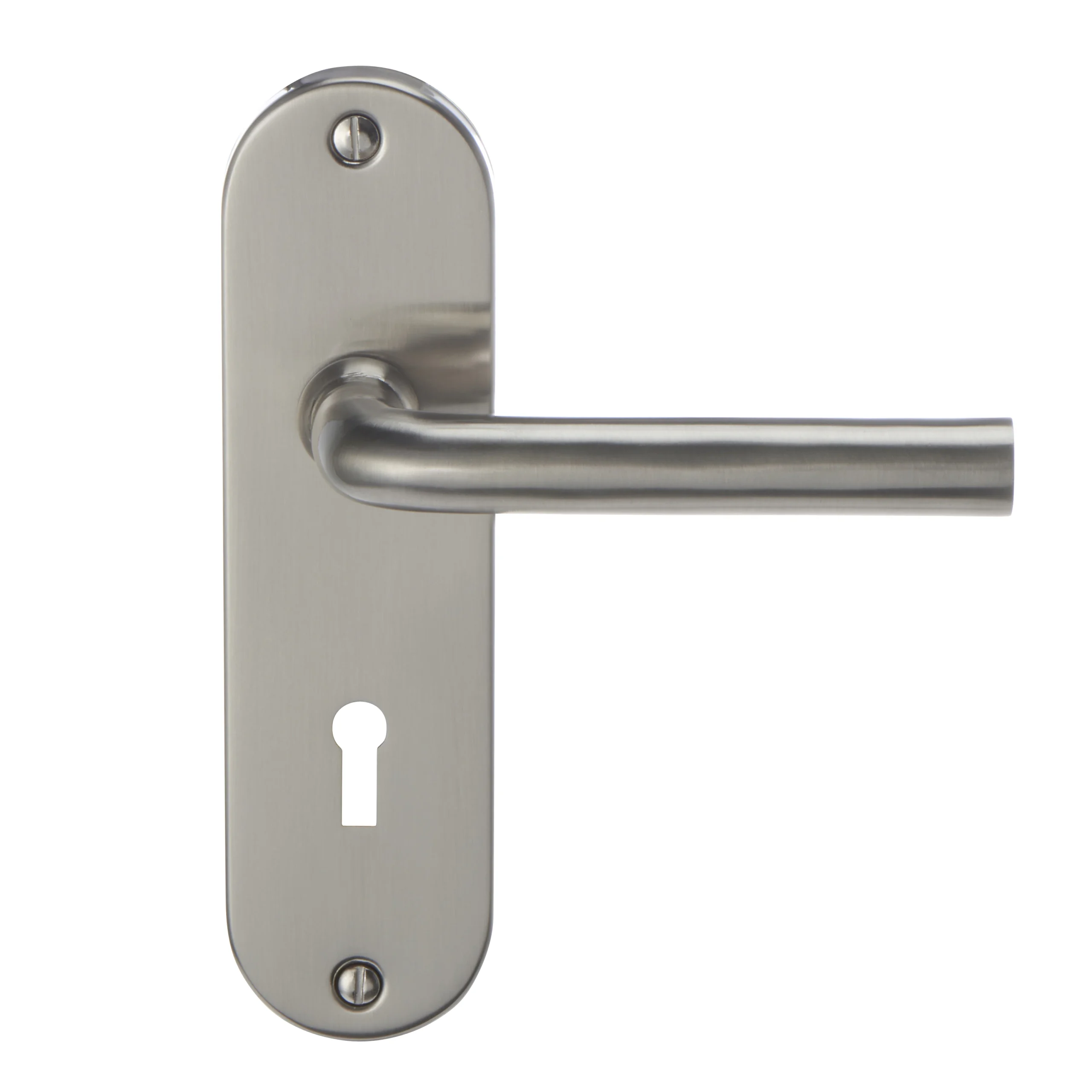 Colours Ayen Satin Nickel Effect Steel Straight Lock Door Handle (L)120mm 4 Colours Ayen Satin Nickel Effect Steel Straight Lock Door Handle (L)120mm - Image 2