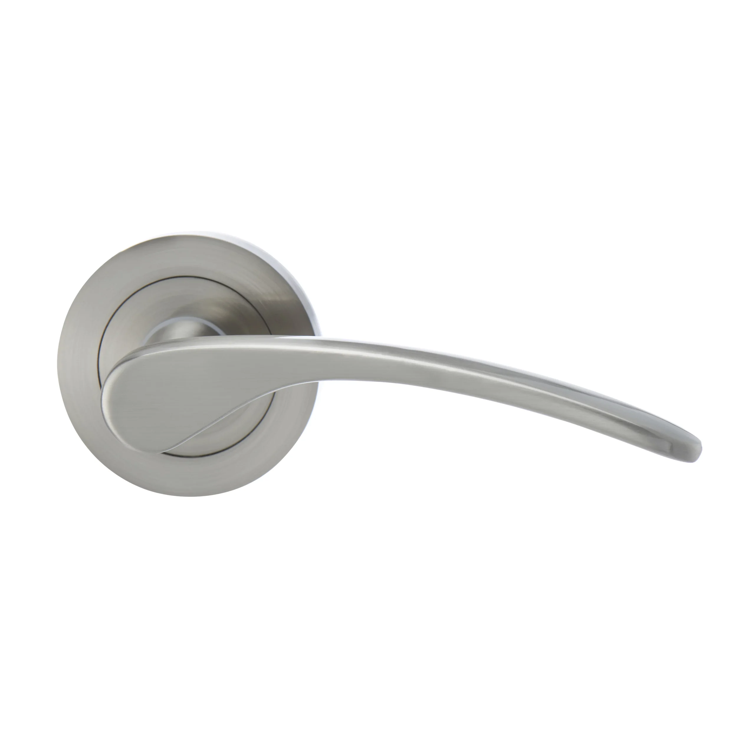 Colours Beare Nickel Effect Aluminium Curved Latch Door Handle (L)110mm 4 Colours Beare Nickel Effect Aluminium Curved Latch Door Handle (L)110mm - Image 2