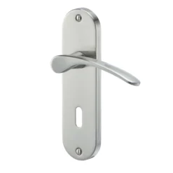Colours Beare Satin Nickel Effect Aluminium & Steel Curved Lock Door Handle (L)110mm