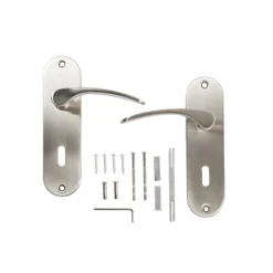 Colours Beare Satin Nickel Effect Aluminium & Steel Curved Lock Door Handle (L)110mm -WoodDepot Shop colours beare satin nickel effect aluminium steel curved lock door handle l 110mm3663602829683 03bq