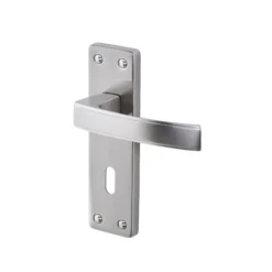 Colours Beauce Satin Nickel Effect Aluminium & Steel Straight Lock Door Handle (L)115mm