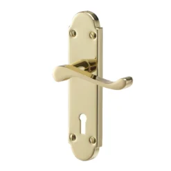Colours Beja Polished Brass Effect Steel Scroll Lock Door Handle (L)96mm