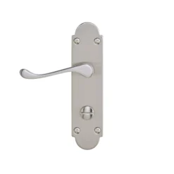 Colours Beja Satin Nickel Effect Steel Scroll Bathroom Door Handle (L)96mm -WoodDepot Shop colours beja satin nickel effect steel scroll bathroom door handle l 96mm3663602829355 03bq