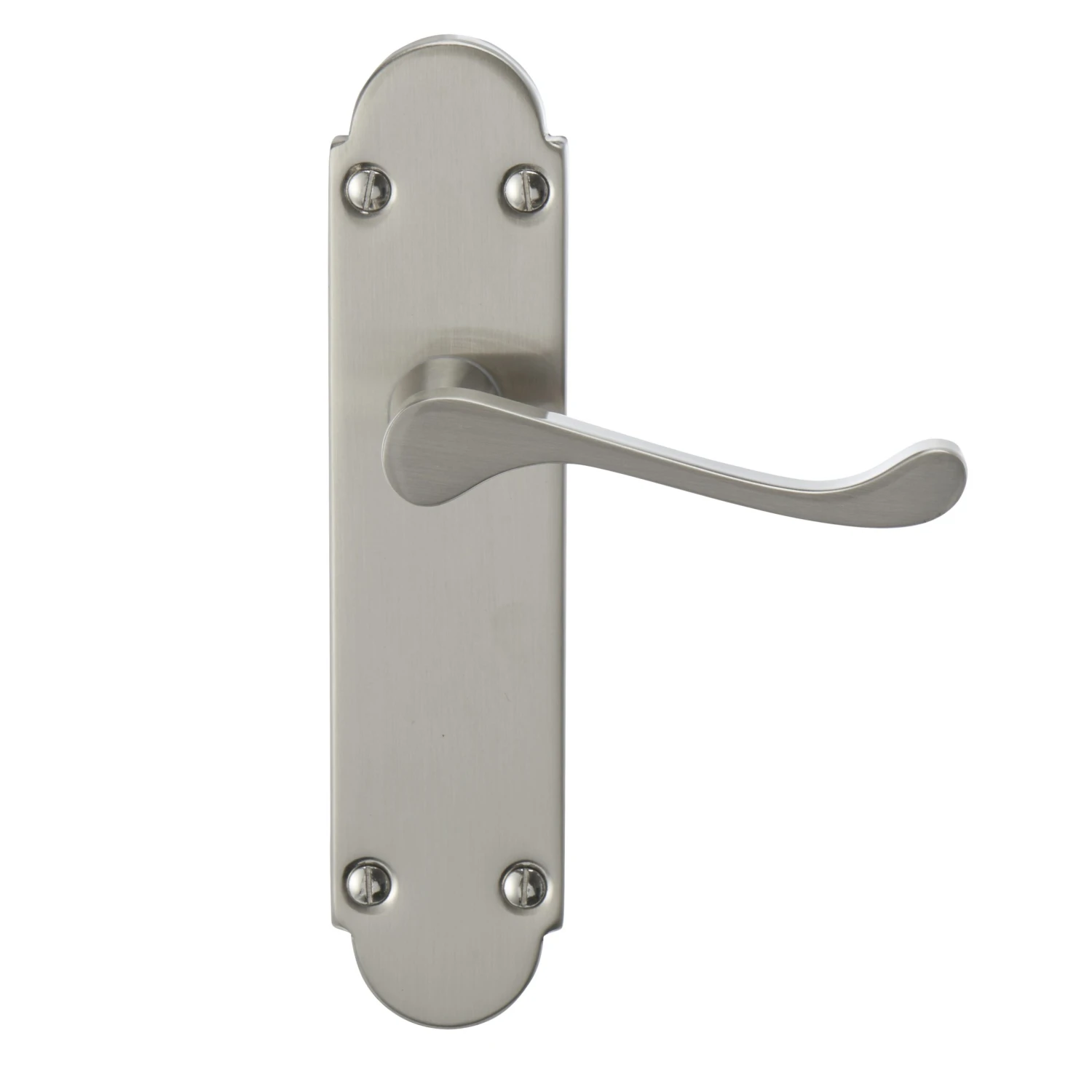 Colours Beja Satin Nickel Effect Steel Scroll Latch Door Handle (L)96mm, Pack Of 3 4 Colours Beja Satin Nickel Effect Steel Scroll Latch Door Handle (L)96mm, Pack Of 3 - Image 2