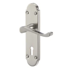 Colours Beja Satin Nickel Effect Steel Scroll Lock Door Handle (L)96mm