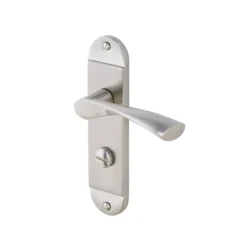 Colours Breage Satin Nickel Effect Zinc Alloy Curved Bathroom Door Handle (L)121mm, Pair