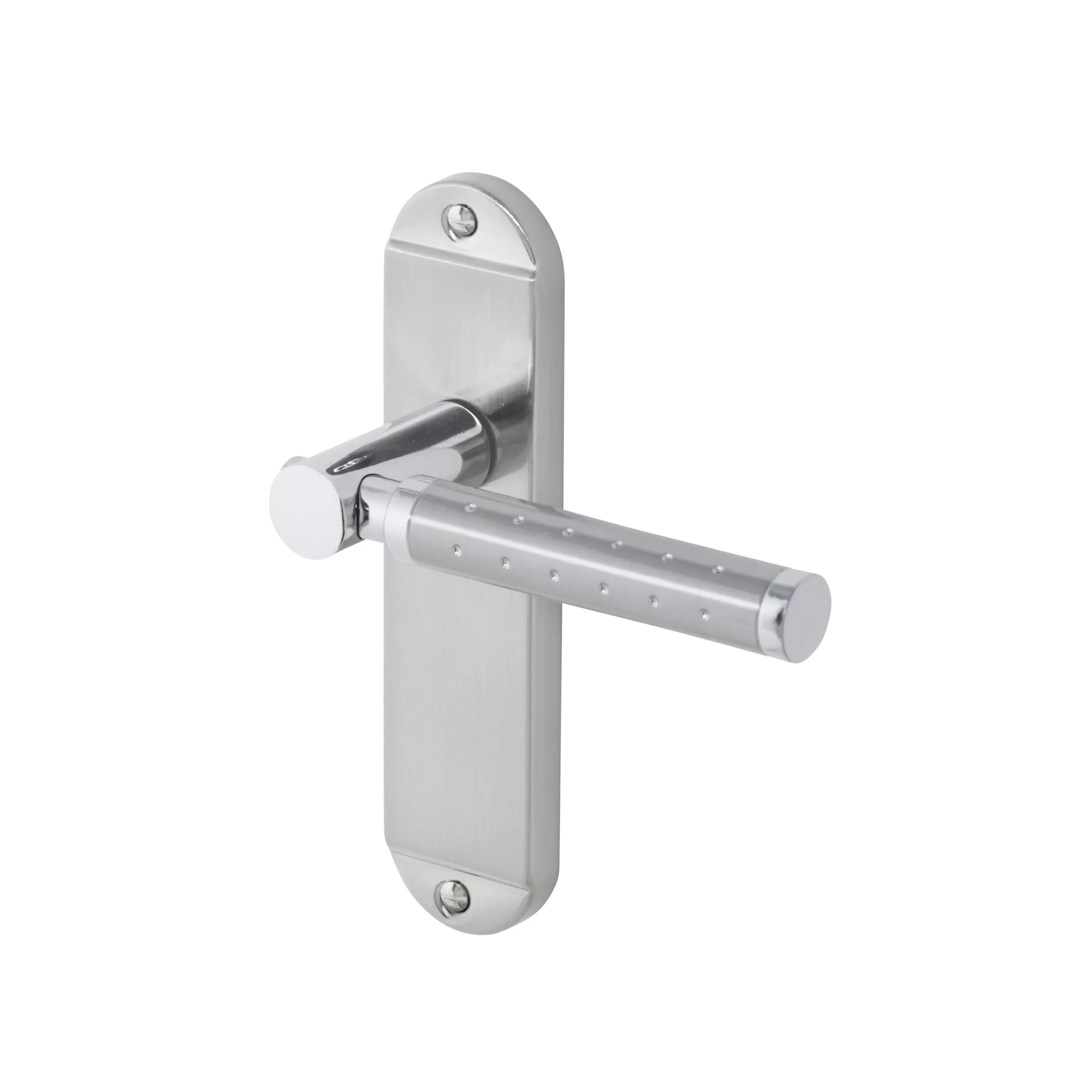 Colours Brigg Satin Nickel Effect Aluminium & Steel Straight Latch Door Handle (L)132.8mm 3 Colours Brigg Satin Nickel Effect Aluminium & Steel Straight Latch Door Handle (L)132.8mm