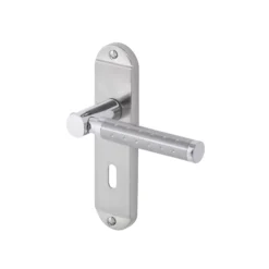 Colours Brigg Satin Nickel Effect Aluminium & Steel Straight Lock Door Handle (L)132.8mm