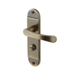 Colours Caspe Antique Brass Effect Steel Straight Bathroom Door Handle (L)112mm, Pair