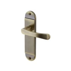 Colours Caspe Antique Brass Effect Steel Straight Latch Door Handle (L)112mm, Pair