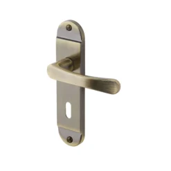 Colours Caspe Antique Brass Effect Steel Straight Lock Door Handle (L)112mm, Pair