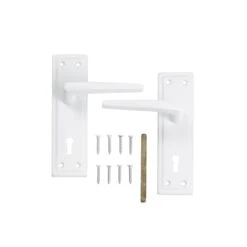 Colours Colan White Aluminium Straight Lock Door Handle (L)106mm -WoodDepot Shop colours colan white aluminium straight lock door handle l 106mm3663602827597 03bq