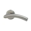 Colours Lagow Satin Nickel Effect Stainless Steel Curved Latch Push-on Rose Door Handle (L)132mm, Pair -WoodDepot Shop colours lagow satin nickel effect stainless steel curved latch push on rose door handle l 132mm pair3663602832607 01bq